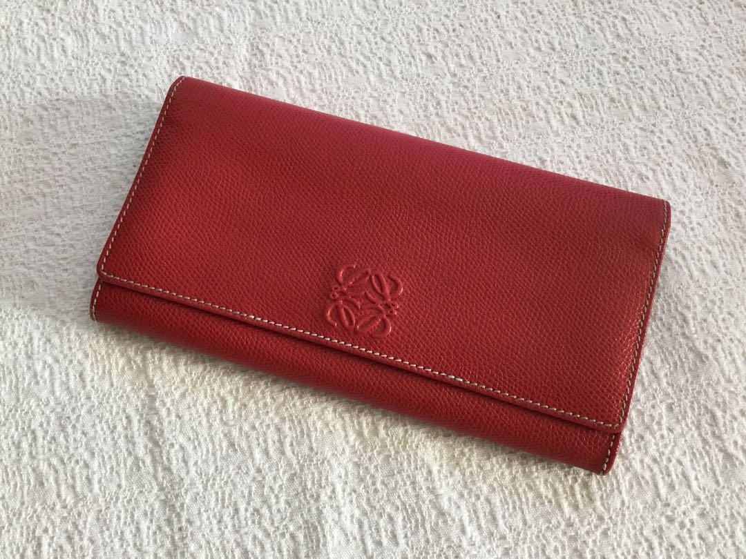 美品✨ロエベ アナグラム 近年モデル　長財布　麻デザイン　稲穂柄　レザー　ロゴ LOEWE ロエベ 長財布 アナグラム レザー 編み込み スタッズ