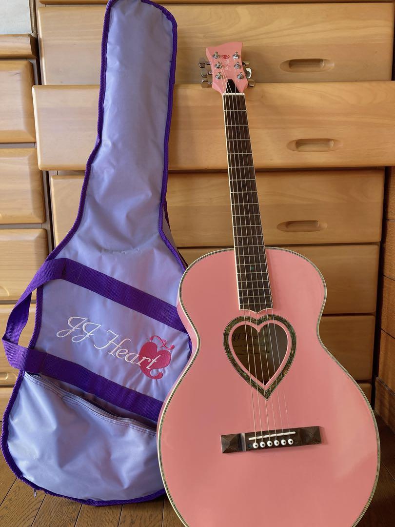 JJ Heart アコースティックギター ピンク JJ Heart 整備・清掃・弦交換済 ピンクギター ハートJJC-HRTKIT
