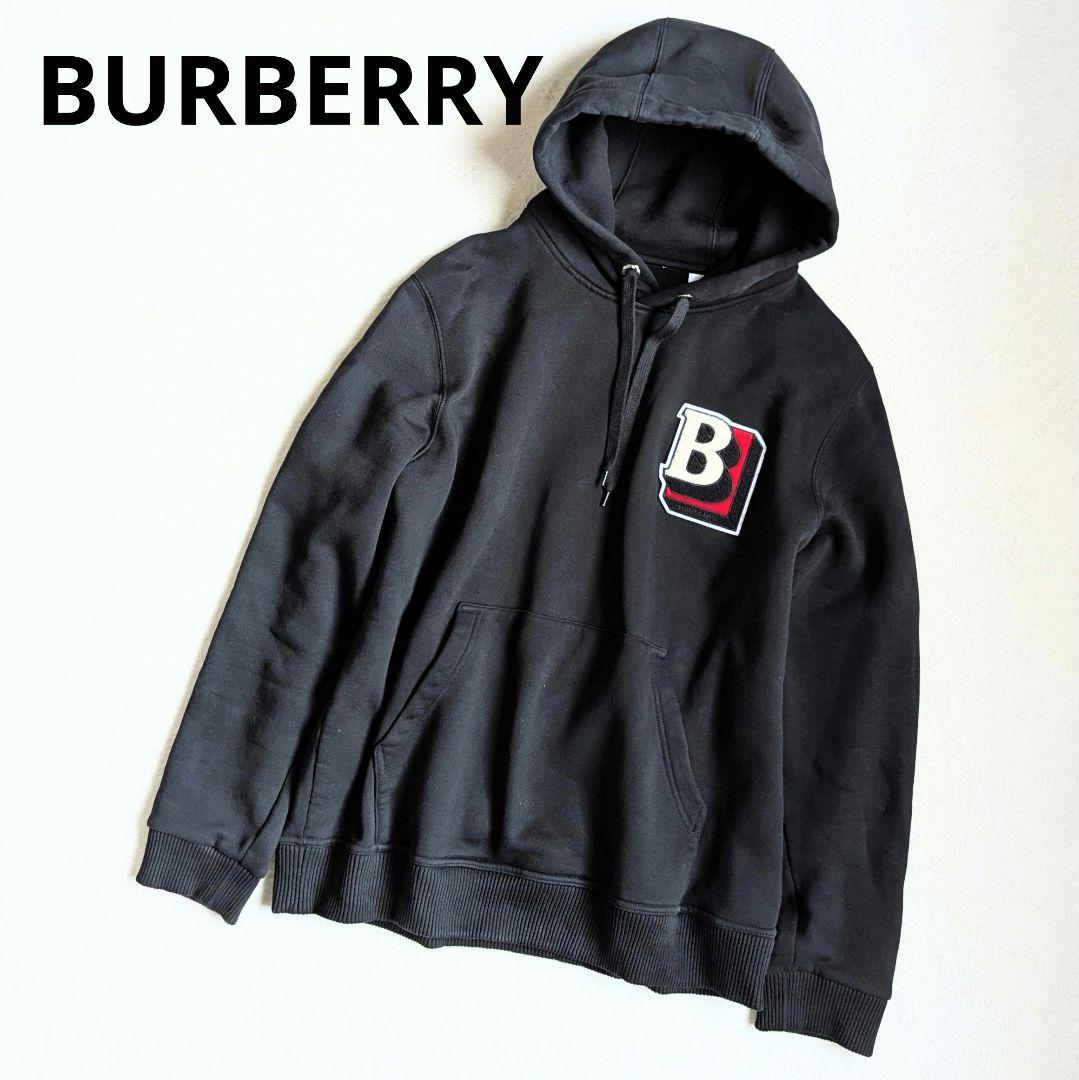 バーバリーパーカー BURBERRY バーバリー スエット パーカー ブラック サイズL