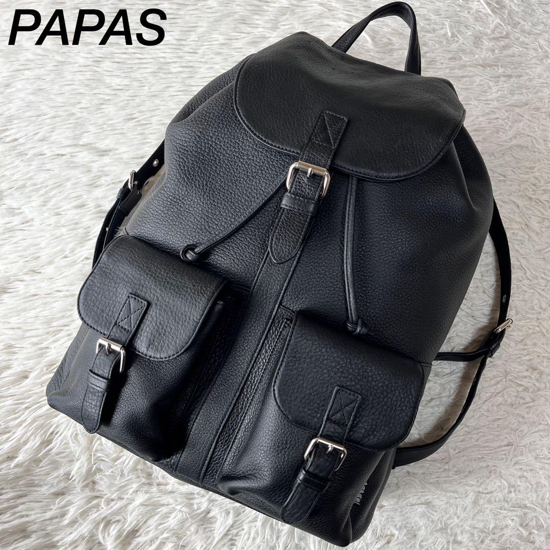 パパスPapasオックスナイロンワッシャーリュックバッグパック黒ブラック オックスナイロンワッシャー リュックサック（MEN雑貨・シューズ