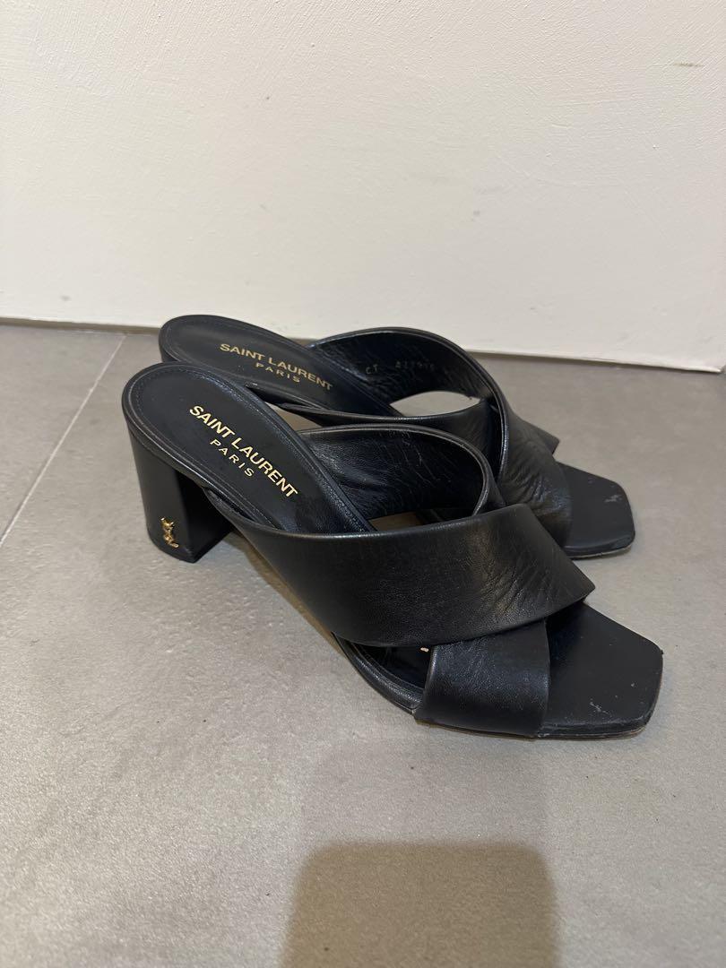 SAINT LAURENT レザーサンダル ブラック38（イヴサンローラン