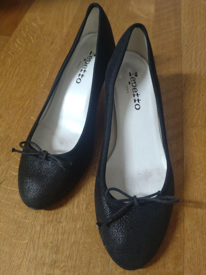 レペット repetto *バレエシューズ 38 ブラック黒シボレザー
