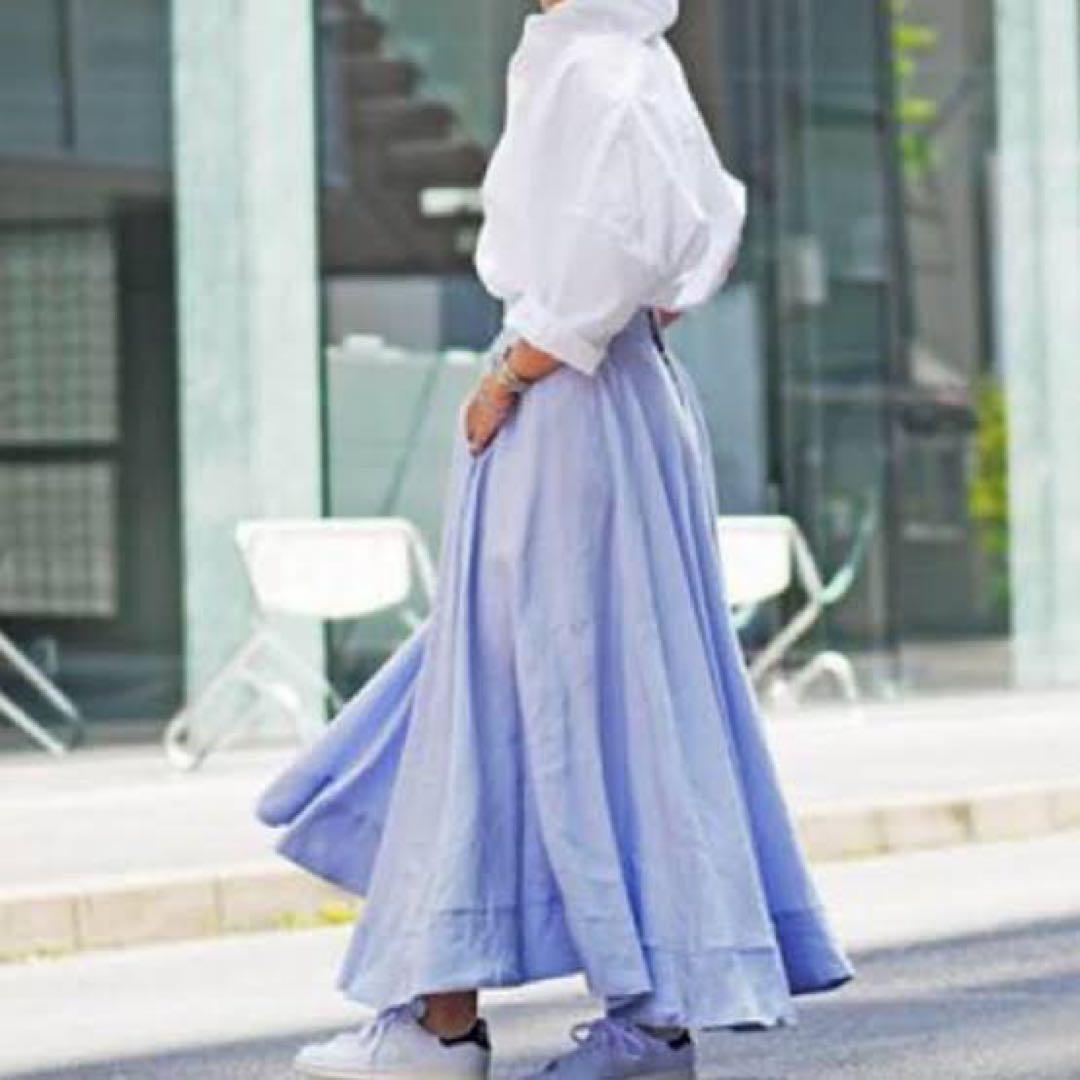 MADISONBLUE TUCK CIRCULAR SKIRT LINEN（MADISONBLUE タック