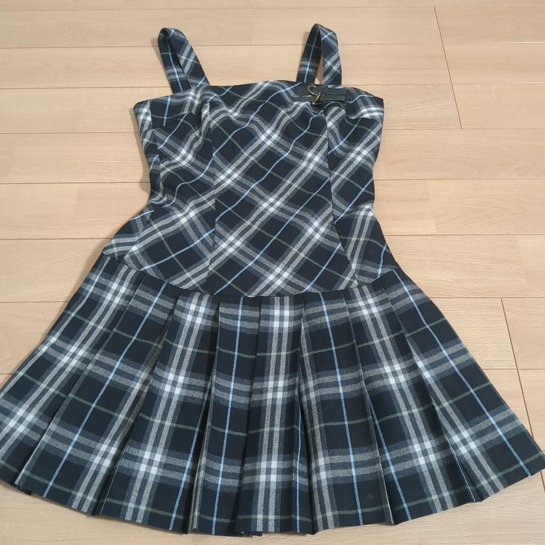 BURBERRYブルーレーベル 黒と青のチェック柄ミニワンピース