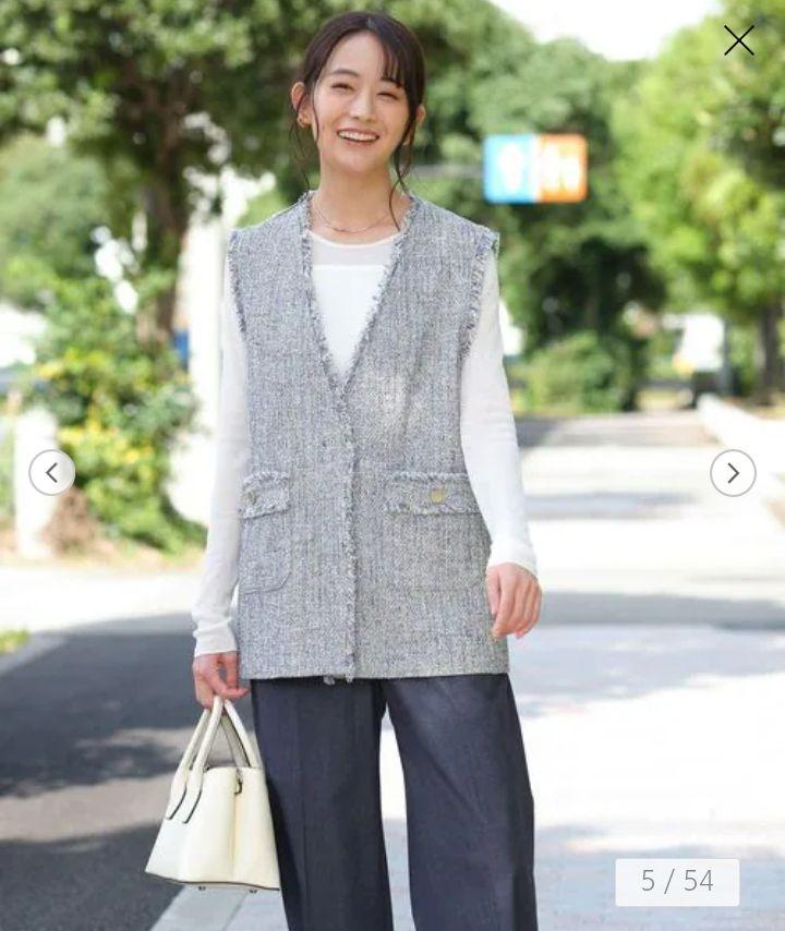 グリーンレーベルリラクシング ミックスツイードライク ジレ