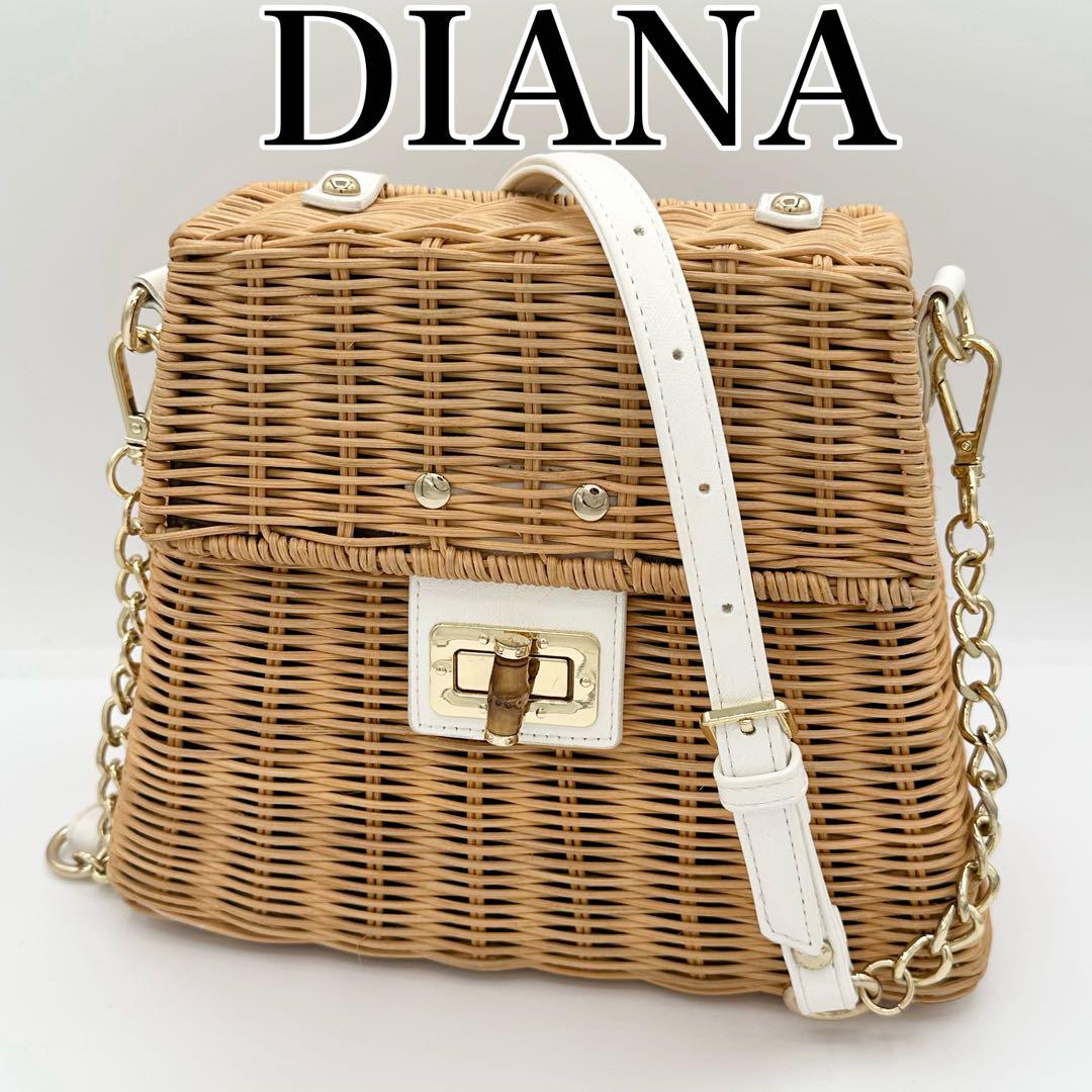 DIANA ダイアナ スクエア かごバッグ スクエア ショルダーバッグ バンブー DIANA ダイアナ スクエア かごバッグ スクエア ショルダーバッグ