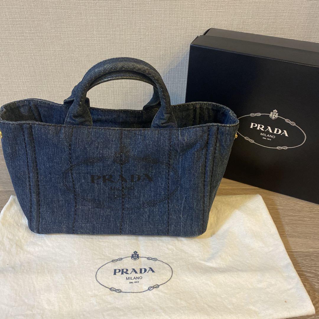 【美品〜良品】PRADA プラダ カナパ トートバッグ デニム Sサイズ セール】カナパ デニムトート SP MODEL(503045194) | プラダ