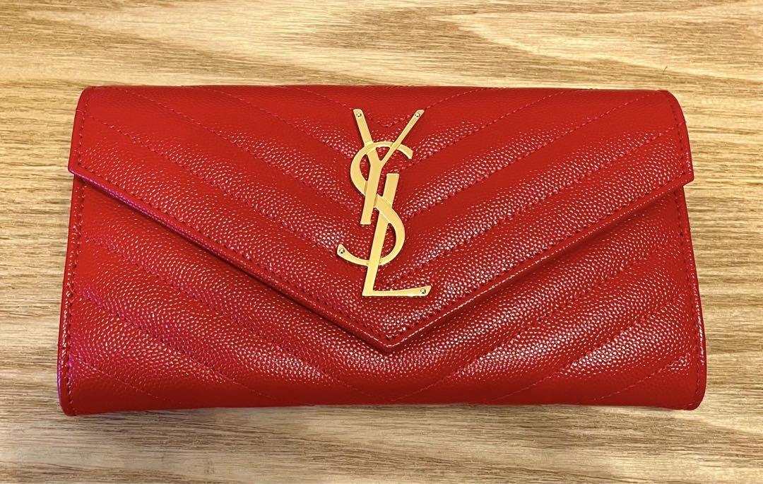 【美品】サンローラン　長財布　赤　正規品 イヴサンローラン 長財布 赤 レディース