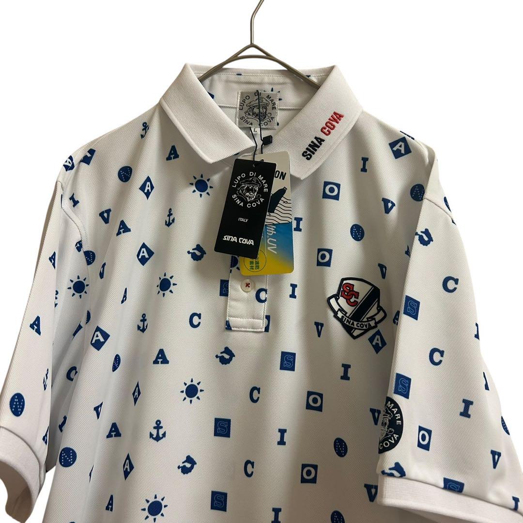 【新品未使用品　タグ付】 シナコバ　 半袖 ポロシャツ　 L 日本製　ホワイト メンズ】半袖ポロシャツ