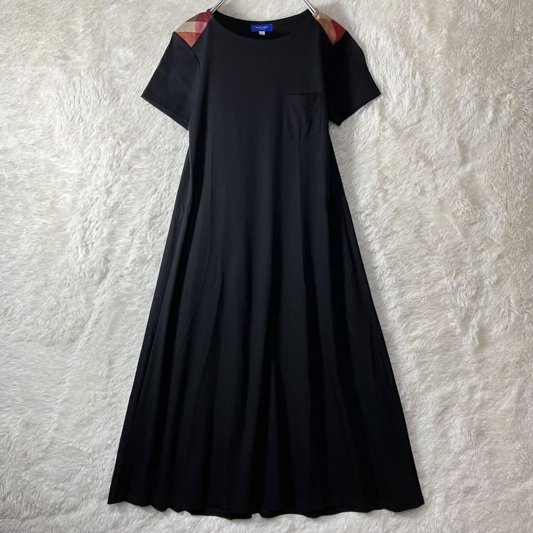 【美品】ブルーレーベル クレストブリッジ 半袖 ロングワンピース Aライン M 2025年最新】BLUE LABEL CRESTBRIDGE レディース ロング