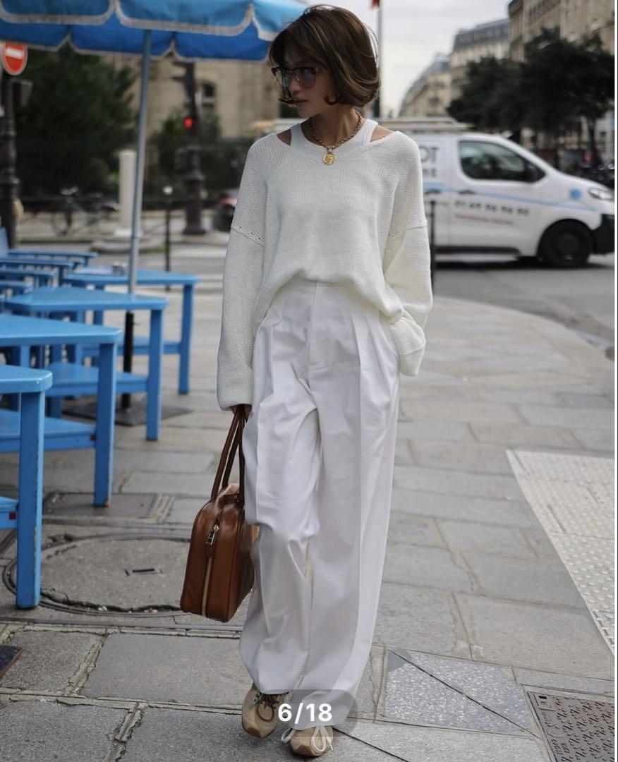 Gypsohila Lightly Knit Tops white（KNIT TOPS – GOELIA）