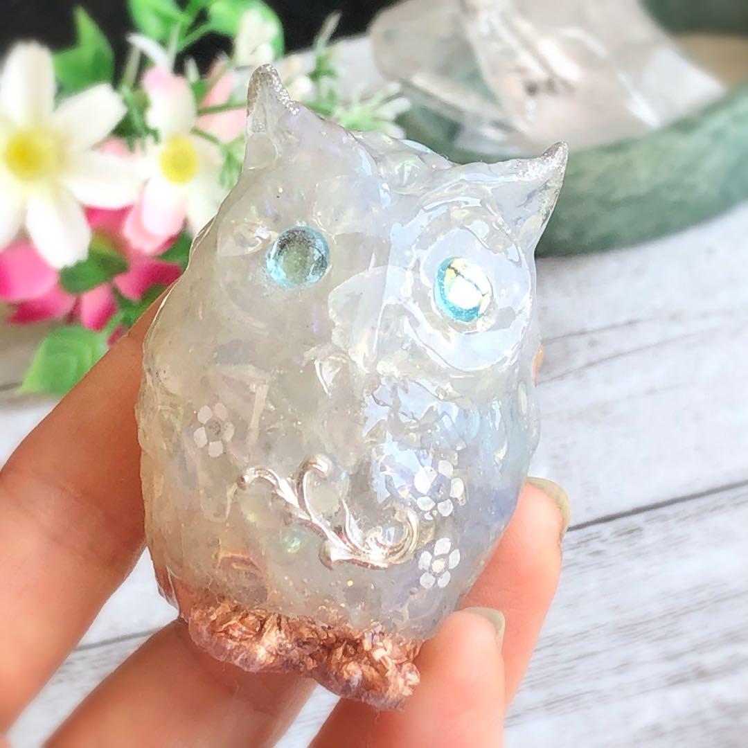 クリア✨️白梟✨️オルゴナイト （招福】◎幸せ◎一生を共に