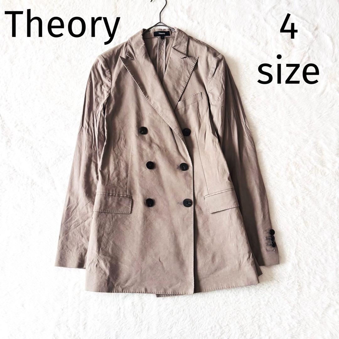 【美品】 セオリー テーラードジャケット ダブルブレスト 4 リネン混 20ss 美品】 セオリー テーラードジャケット ダブルブレスト 4 リネン