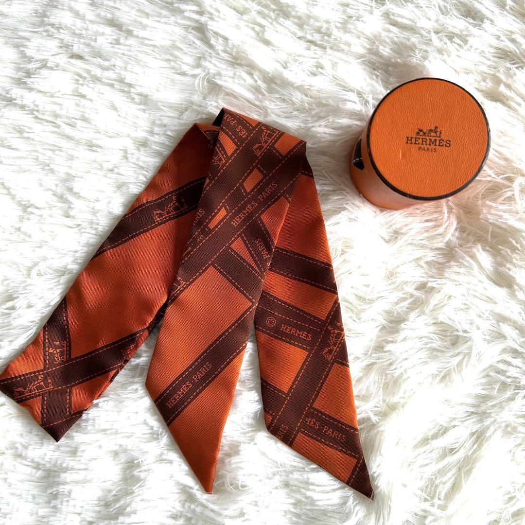 HERMES ツイリー　ボルデュックリボン柄　パープル エルメス HERMES ツイリー(ボルデュック・リボン柄/パープル