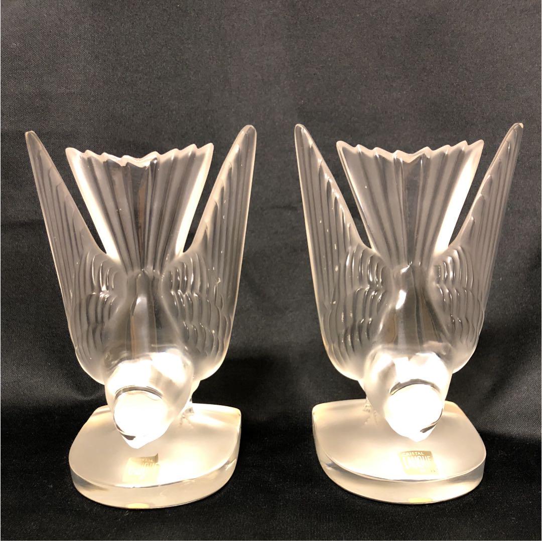 LALIQUE ラリック 燕 ツバメ イロンデル ブックエンド クリスタルガラス LALIQUE ラリック 燕 ツバメ イロンデル ブックエンド