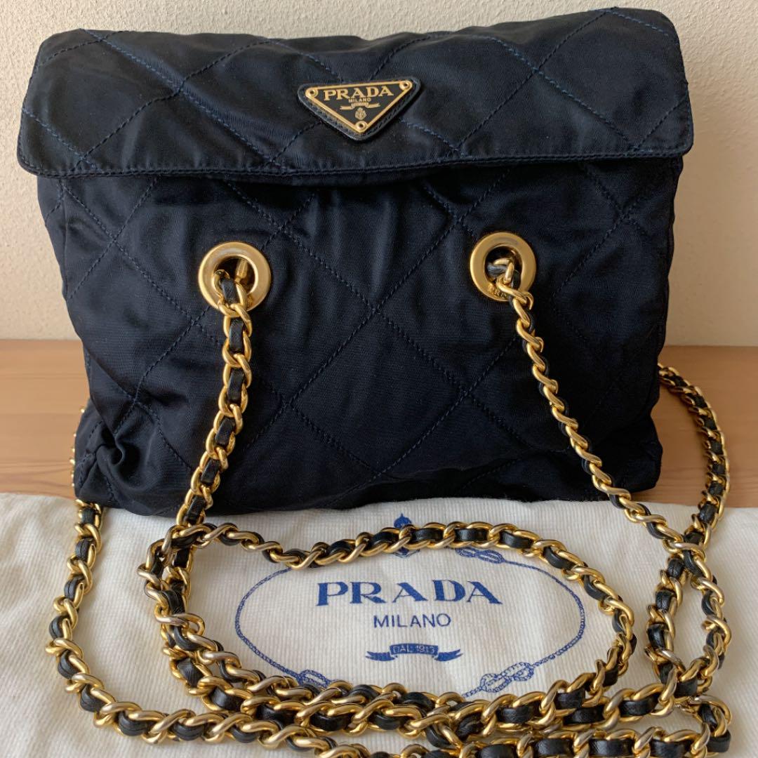 ★PRADA★ナイロン キルティング チェーンバッグ 【1BG467】 PRADAプラダバッグナイロン チェーンショルダー キルティング