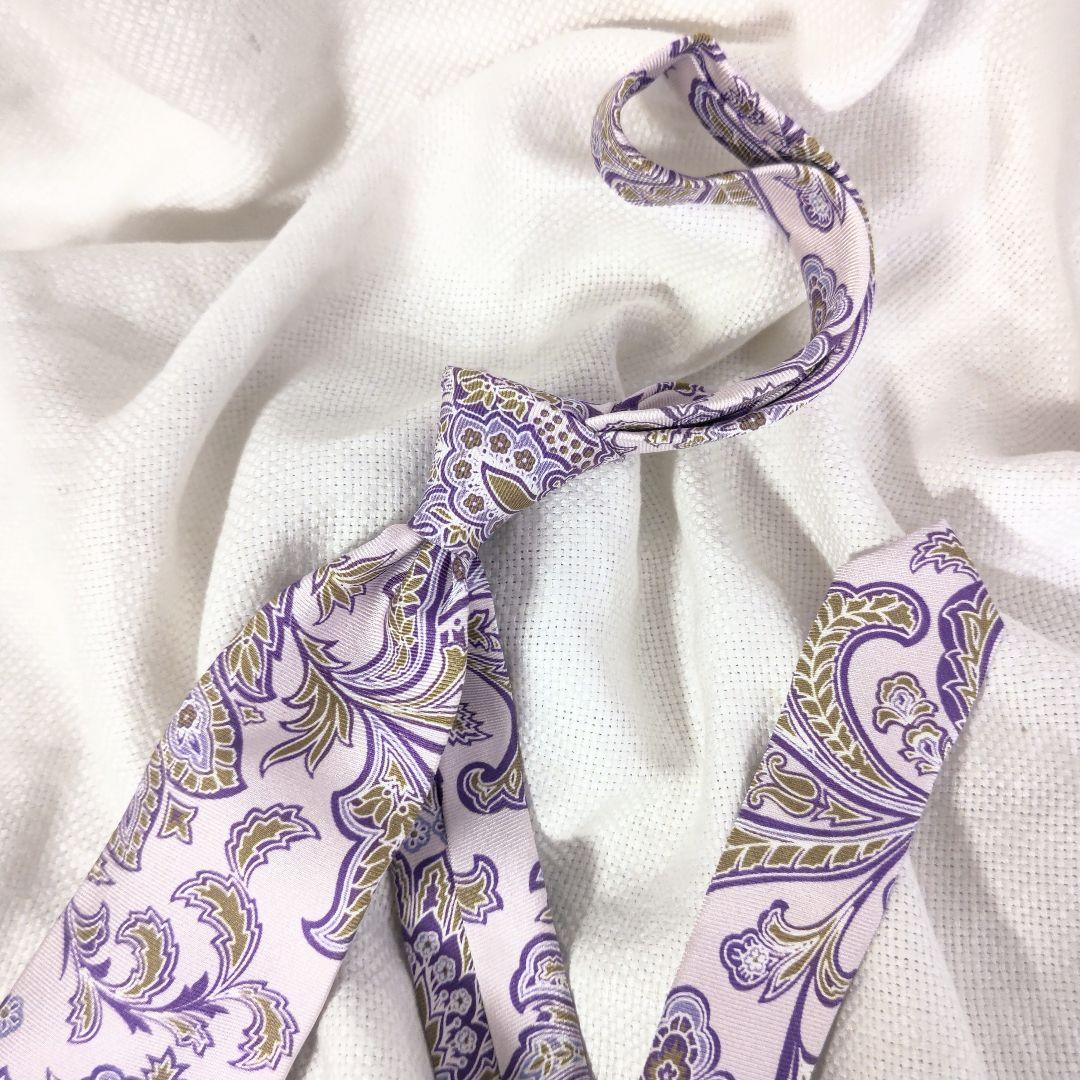 極美品 現行 エトロ ETRO ネクタイ ペイズリー 総柄 パープル 2022 極美品 現行 エトロ ETRO ネクタイ ペイズリー 総柄 パープル