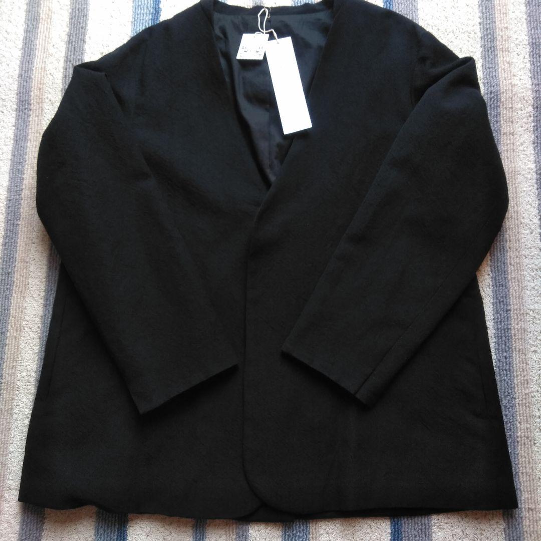 【極美品】中川政七商店 尾州ウールと麻のジャケット 黒 ノーカラー 洗える 1B 極美品】中川政七商店 尾州ウールと麻のジャケット 黒 ノー