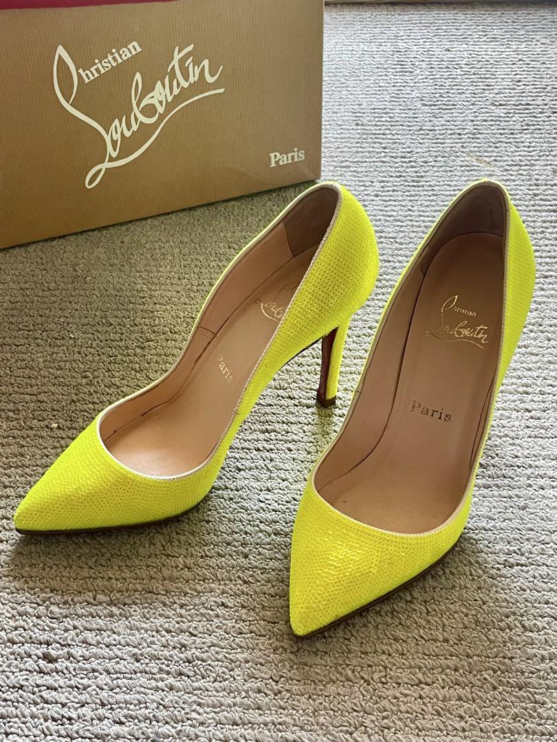 新品◇Christian Louboutin ネオンイエロー ハイヒールパンプス