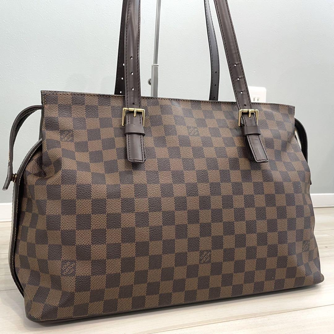 【鑑定済】 LOUIS VUITTON チェルシー トートバッグ ダミエ エベヌ 鑑定済】 LOUIS VUITTON チェルシー トートバッグ ダミエ エベヌ