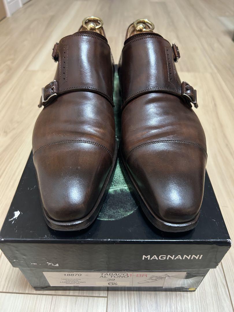 MAGNANNI ダブルモンクストラップシューズ ブラウン 10 1/2 MAGNANNI ダブルモンクストラップ 革靴 レザーシューズ 101/2M