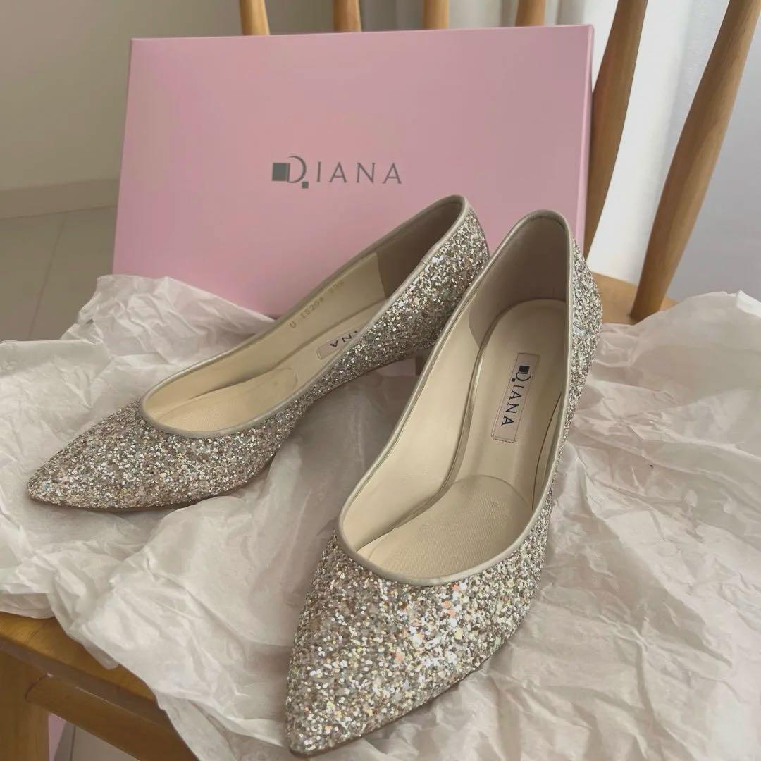 【極美品】DIANA ダイアナ　グリッター　パンプス　結婚式　2次会　成人式 極美品】DIANA ダイアナ グリッター パンプス 結婚式 2次会 成人式