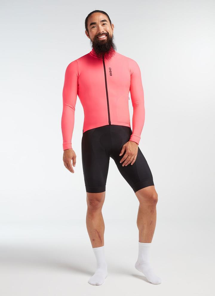 【新品】Black Sheep メンズジャージ - Neon Pink 新品】Black Sheep Cycling 長袖サーマルジャージ （Black Sheep