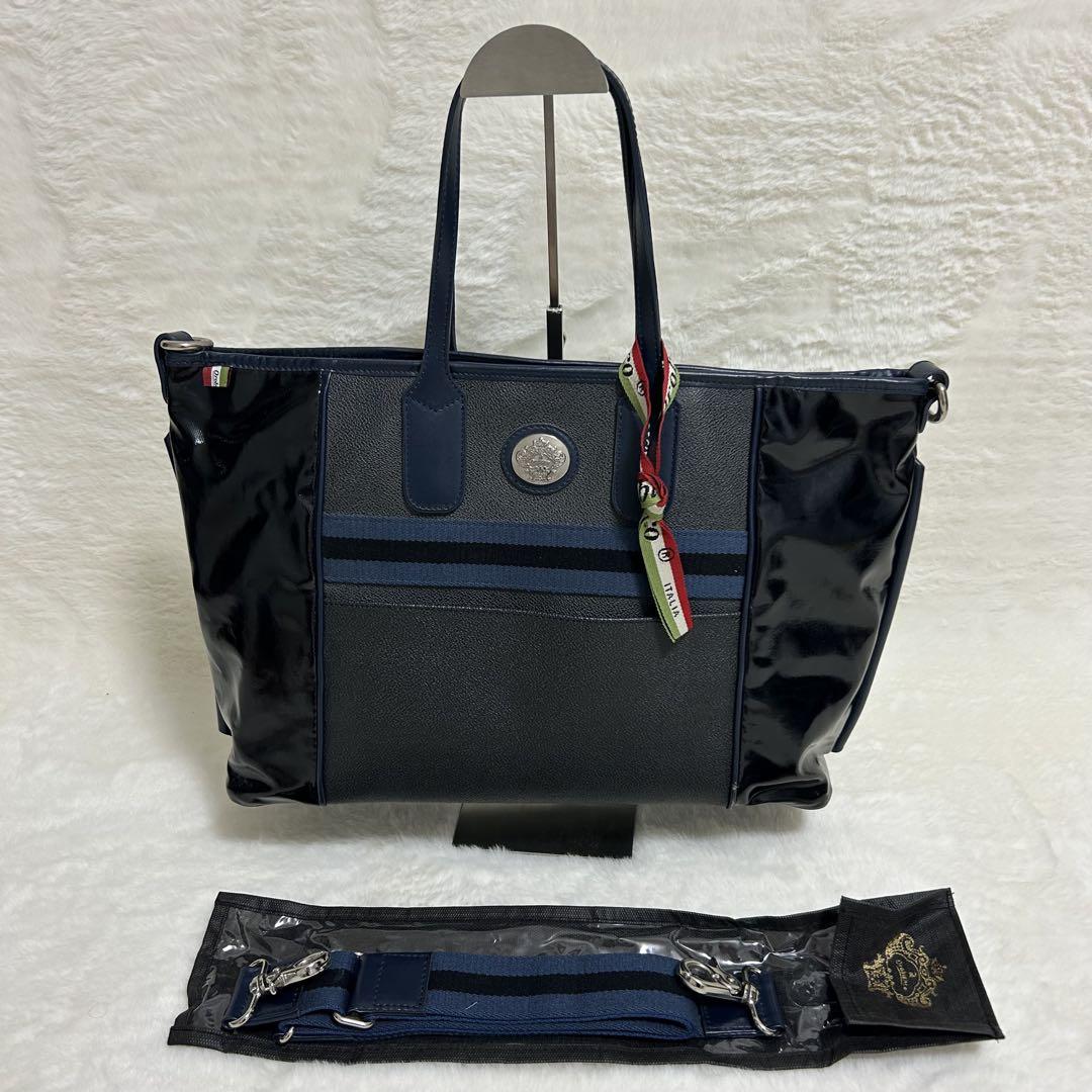極美品 オロビアンコ トートバッグ 肩掛け可 A4可 ナイロン レザー 2way 極美品 オロビアンコ トートバッグ 肩掛け可 A4可 ナイロン