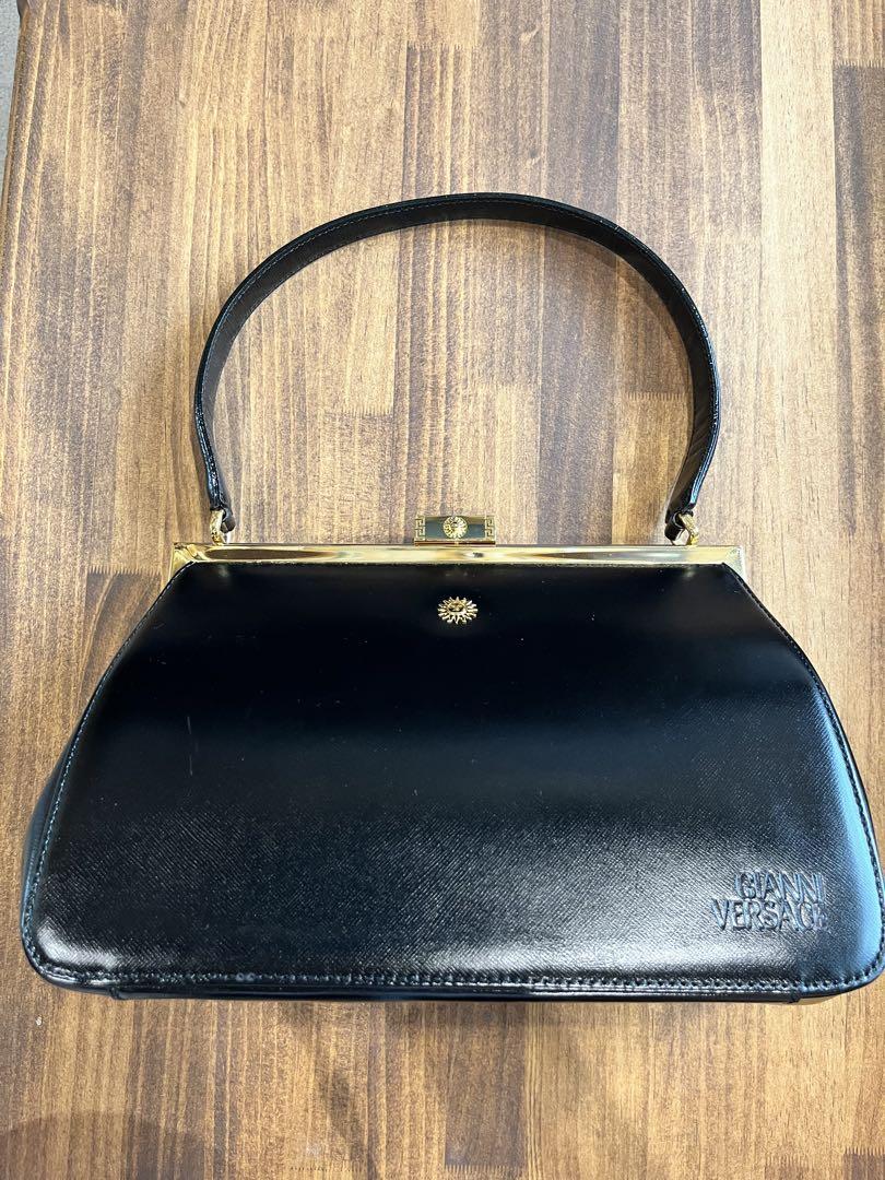 Gianni Versace 黒 レザー ハンドバッグ（ラ メドゥーサ