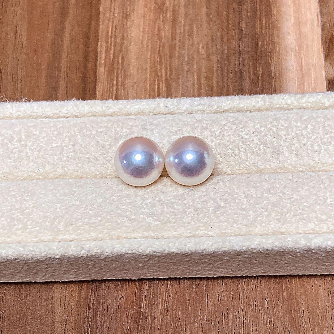 【新品・百貨店商品／総本店】1477綺麗なアコヤ真珠片穴ペア珠8.0-8.5mm 新品・百貨店商品／総本店】1444天女級アコヤ真珠片穴ペア珠8.0
