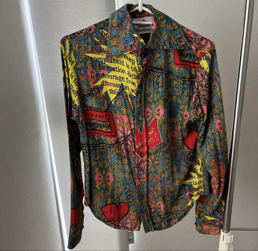 Vivienne westwood 長袖シャツ 希少 Vivienne Westwood スカル 総柄 オーブ 長袖シャツ 44