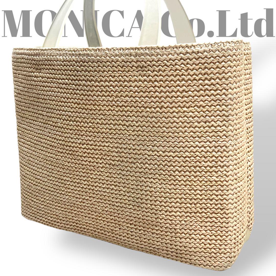 美品◎モニカ MONICA Co.Ltd ハンドバッグ　カゴバッグ　ベージュ 美品◎モニカ MONICA Co.Ltd ハンドバッグ カゴバッグ ベージュ