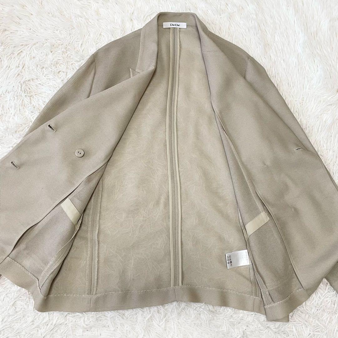 23SS DOUDOU メッシュ　ダブルジャケット　金ボタン　ベージュ DOUDOU メッシュ ダブルジャケット 金ボタン ベージュ