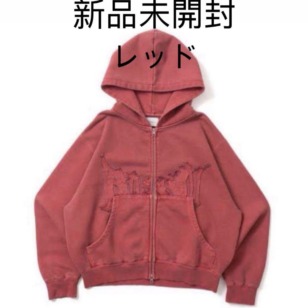 BLESSU ジップパーカー bless u pigment zip hoodie ジップパー カーレッド新品（bless