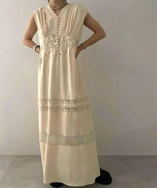 LACE DOCKING LACE UP DRESS AMERI（ameri vintage LACE DOCKING