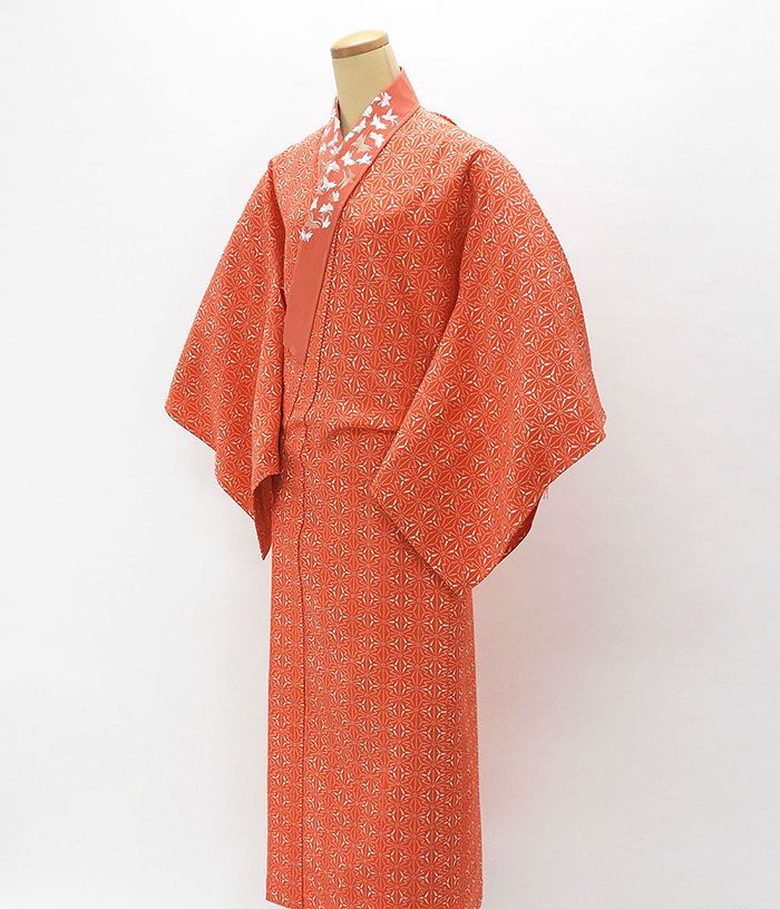 長襦袢 未着用美品 正絹 麻の葉模様 身丈135cm 裄丈67.5cm