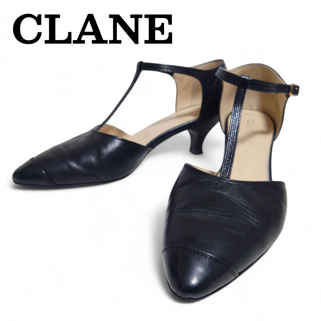 CLANE クラネ Tストラップ パンプス レザー 黒 37（HARUTA×CLANE