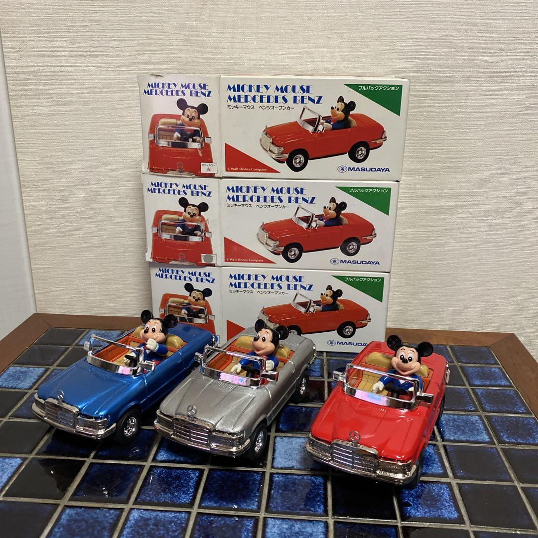 ブリキ ミニカー 増田屋 ミッキーマウス ベンツ 3色セット （早
