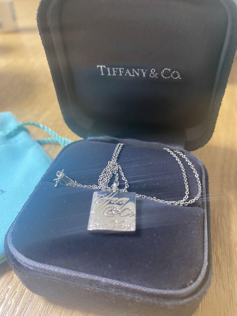 c414 ティファニー　ノーツ　プレート　スクエア　ネックレス　シルバー　925 TIFFANY&Co. ティファニー スクエア プレート ネックレス