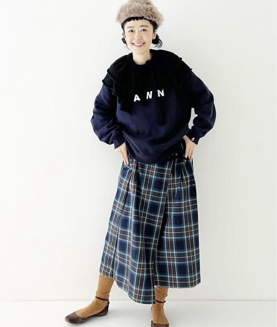 専用 ネストローブ ウールタータンチェックラップライクスカート