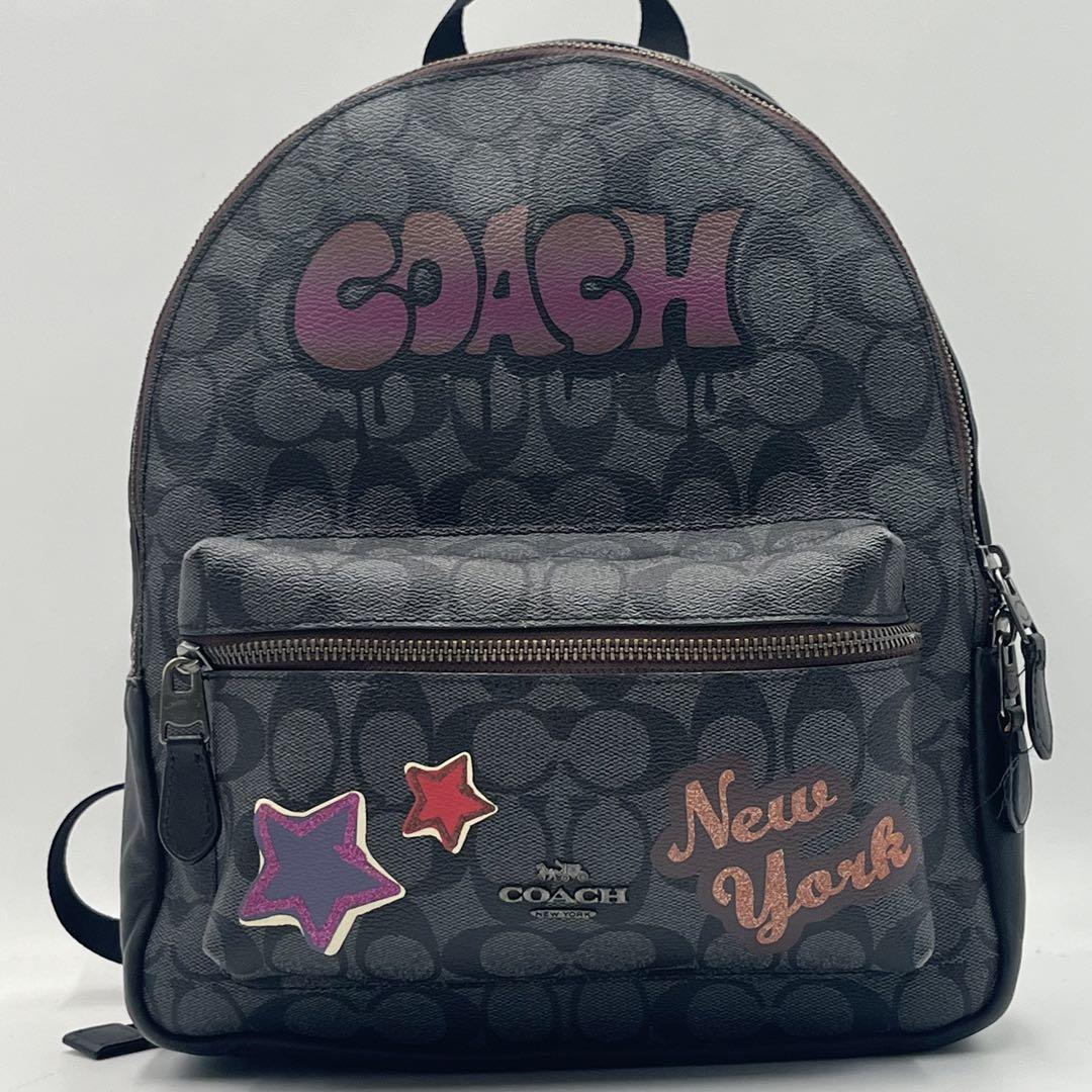 COACH シグネチャー　黒　リュック　ロゴ　バックパック　F31499 コーチ シグネチャー リュック バッグパック ロゴ F31499 ブラック