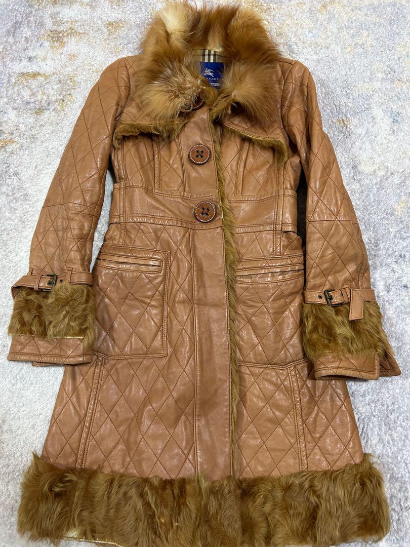 美品✨希少✨バーバリーブルーレーベル デニムコート エコファー BURBERRY ブルーレーベル】希少 ラムレザー ファーコート