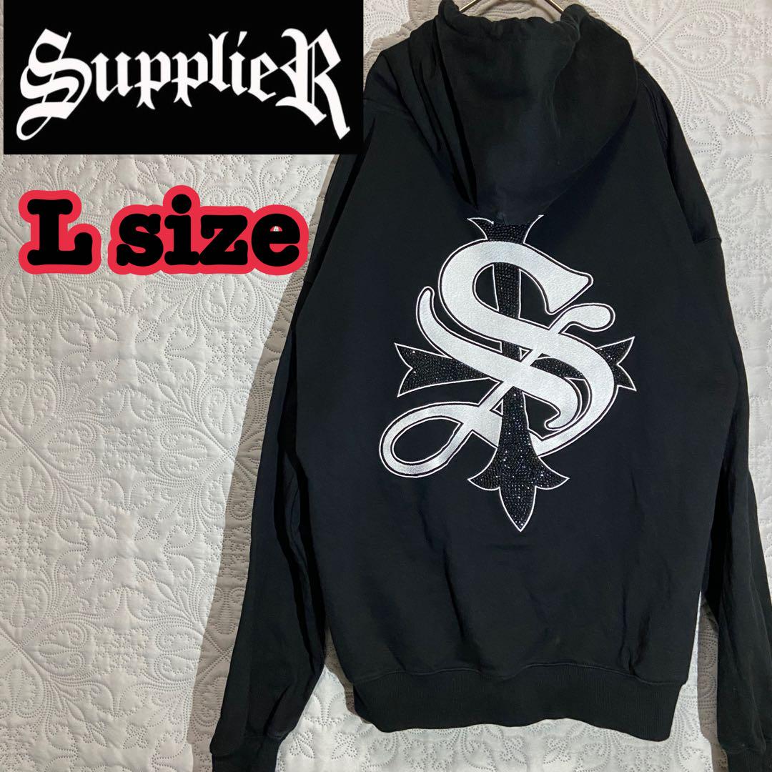 SupplierR ブラック ジップアップパーカー M 楽天市場】サプライヤー SUPPLIER ジップアップフーディ M,L,XL