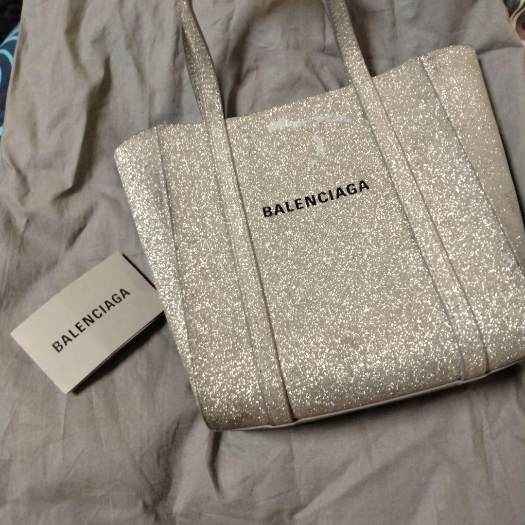BALENCIAGA シルバー グリッター エヴリデイ バッグ xxs