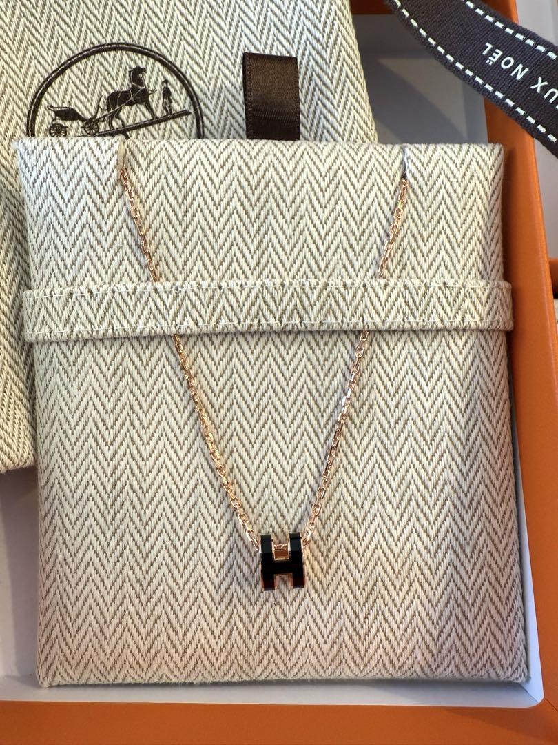 新品未使用 エルメス ミニポップH ネクッレス 黒&ピンクゴールド HERMES エルメス ネックレス レディース ブランド ミニポップH