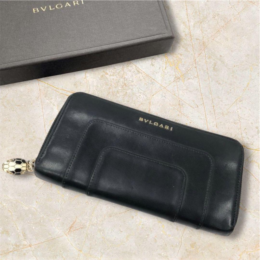 BVLGARI ブルガリ　未使用品　長財布　ラウンドジップ　セルペンティ　黒 ブルガリ BVLGARI 長財布 セルペンティ ラウンドファスナー 黒