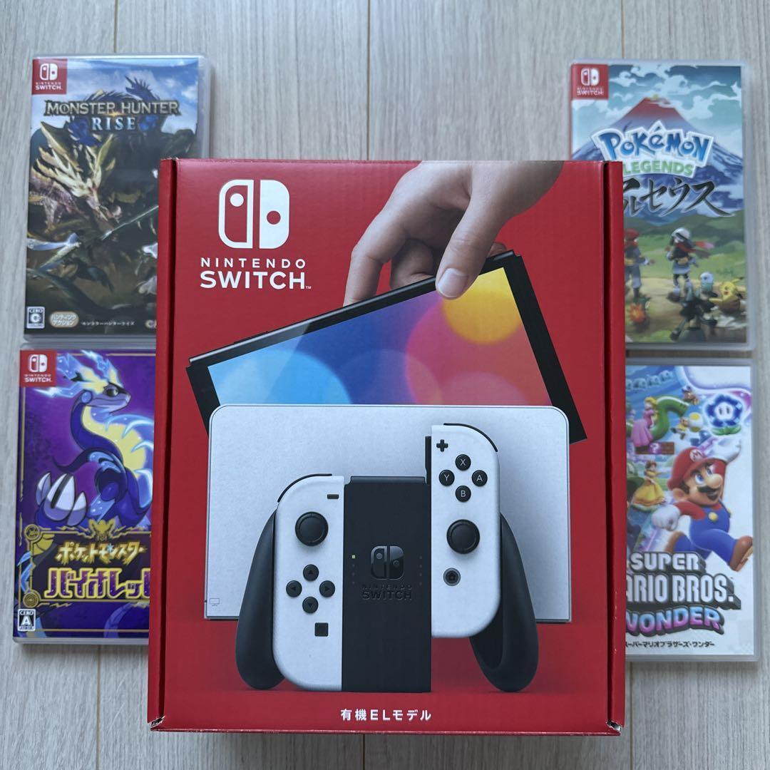 Switch本体有機EL JCホワイト マリオワンダー ポケモン モンハン