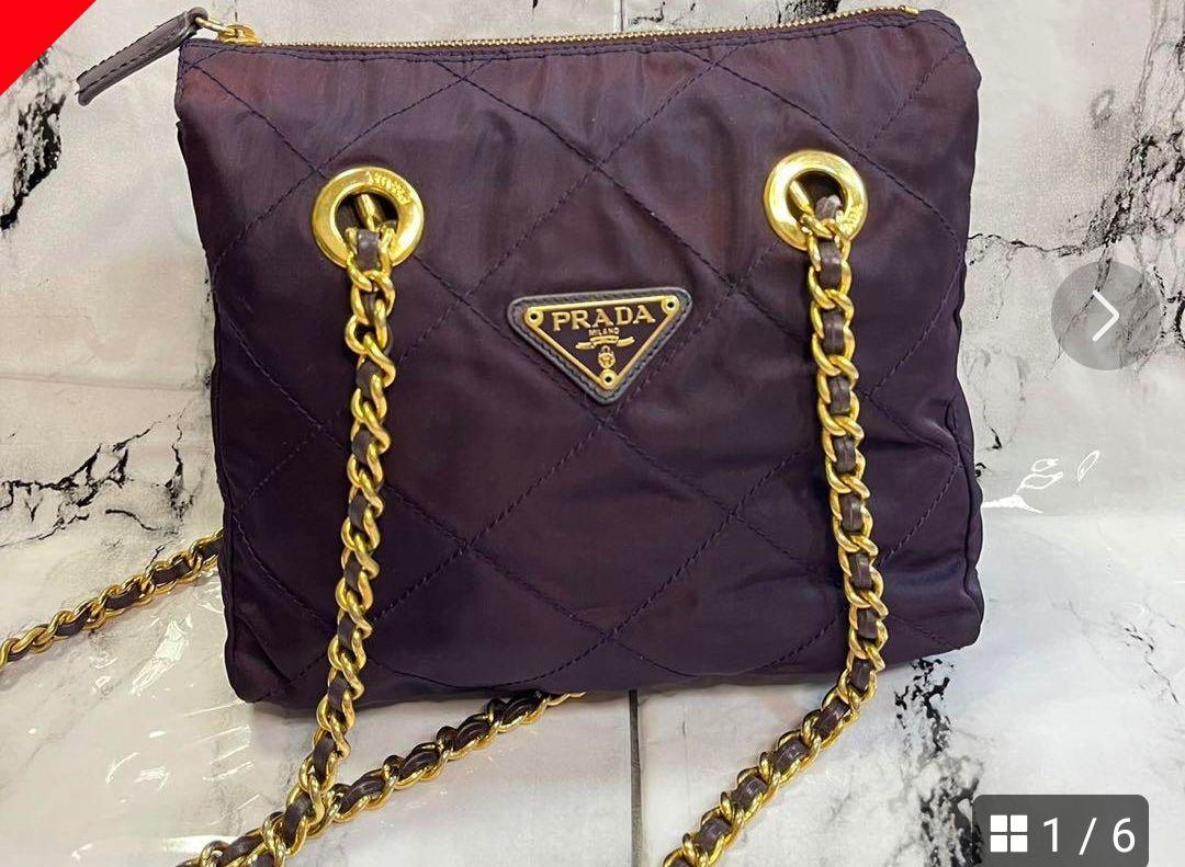 美品☆　プラダ　キルティング　チェーン　ショルダーバッグ　フラップ式　ナイロン PRADA プラダ キルティング ナイロン 2WAYバッグ チェーン