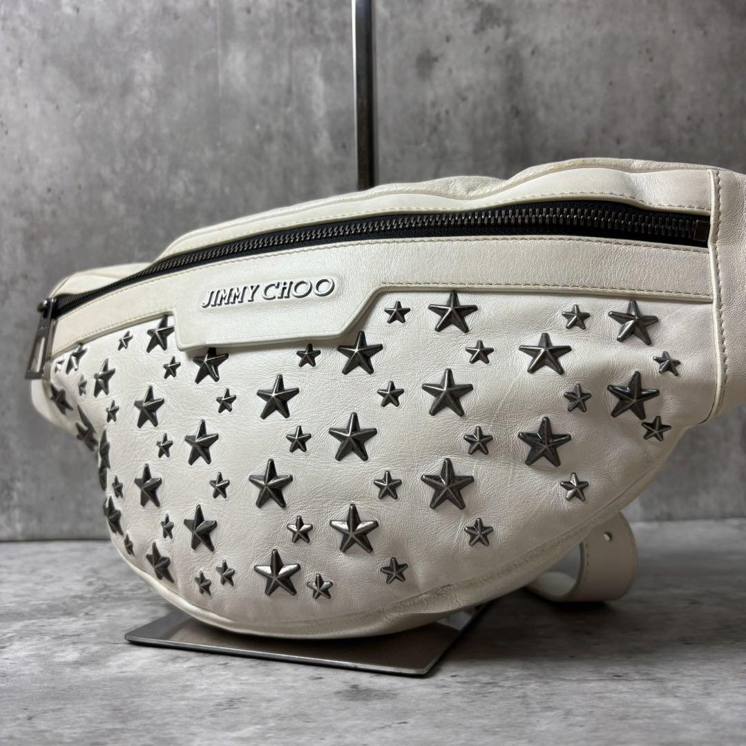 JIMMY CHOO ボディバッグ スタースタッズ レザー ホワイト JIMMY CHOO ボディバッグ スタースタッズ レザー ホワイト