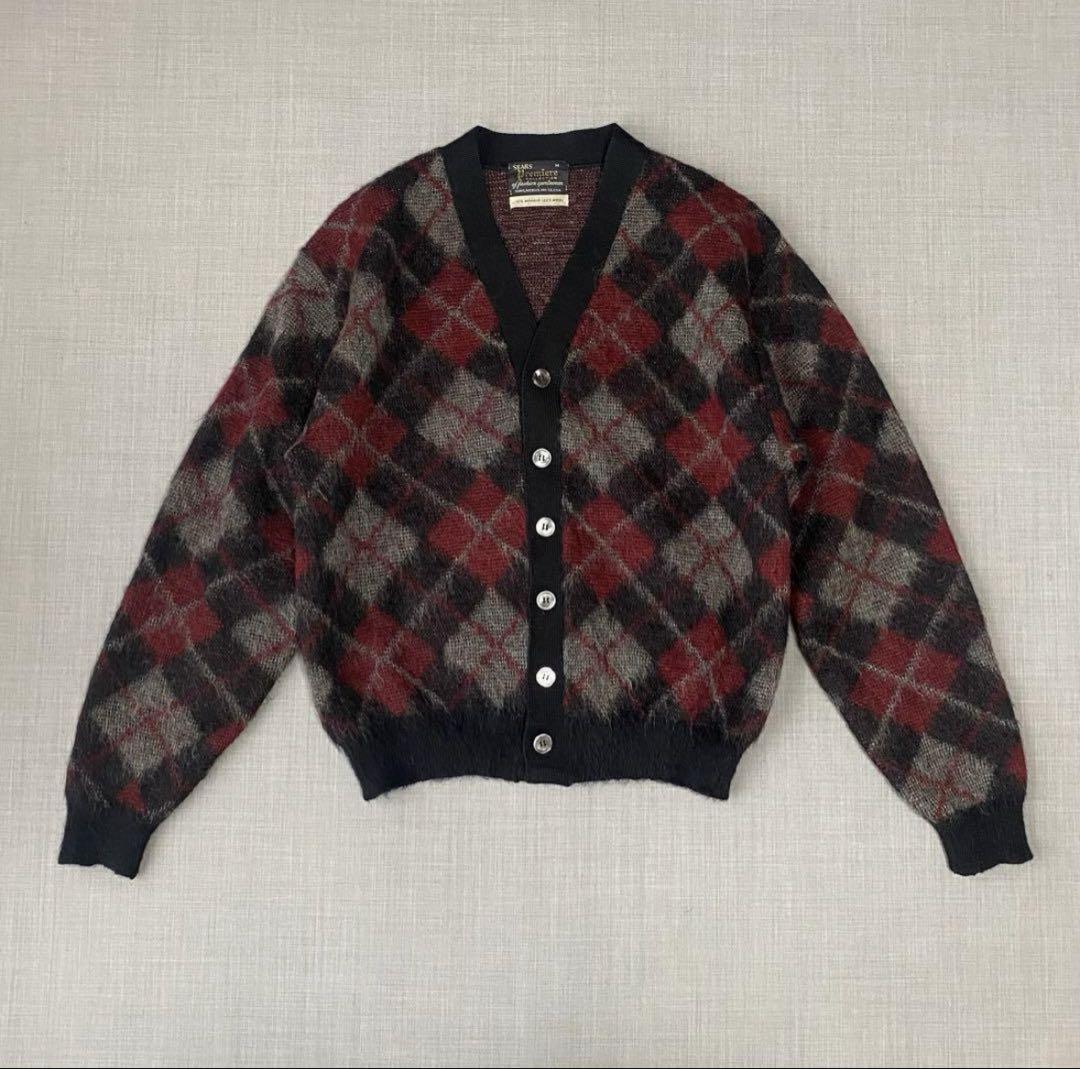 60s SEARS モヘアカーディガン アーガイルmohair cardigan（正規
